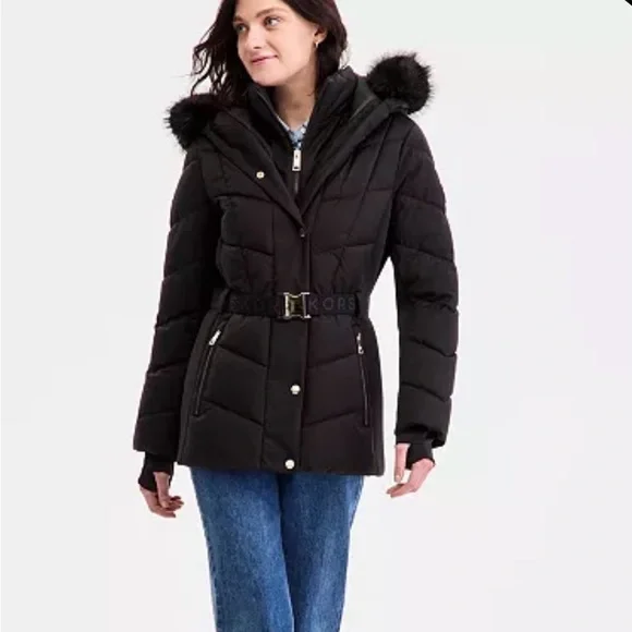 MICHAEL Michael Kors Black Hooded Puffer Jacket - Picture 2 of 12